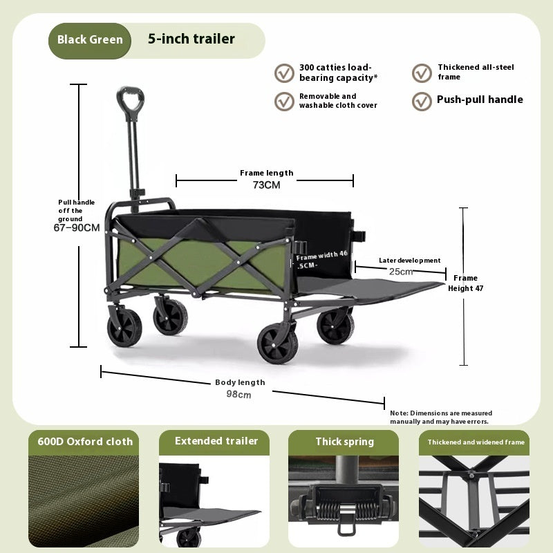 Rear Camp Trailer Outdoor Folding Oversized Camping Hand Buggy