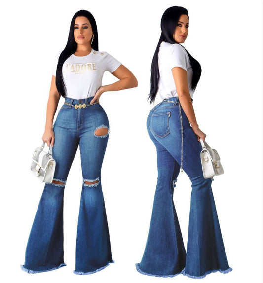 High-waisted flared pants