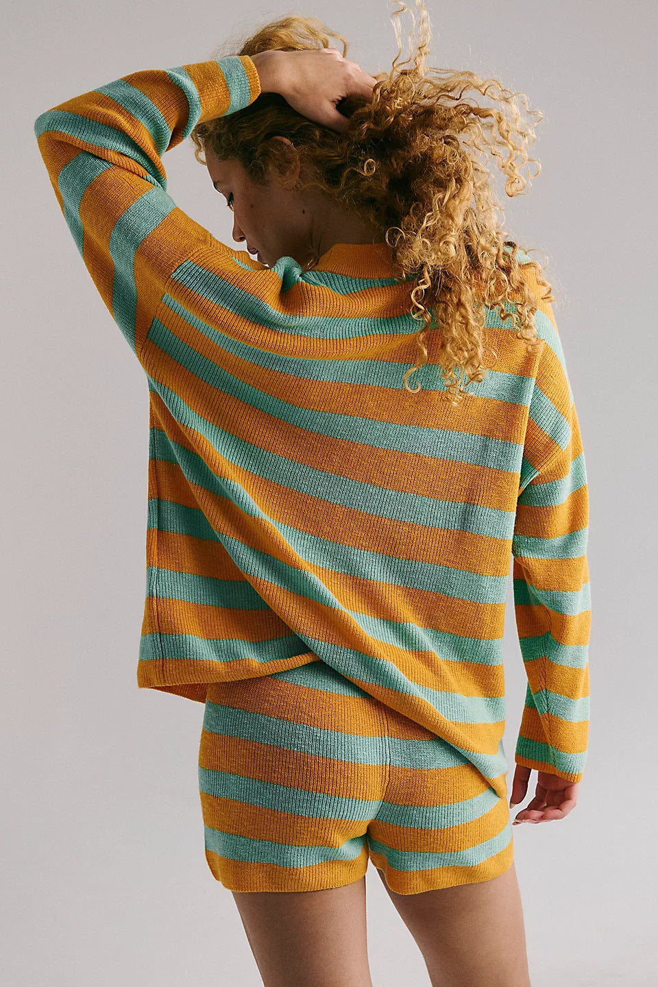 Stylish And Minimalist Striped Womens Two Piece Set