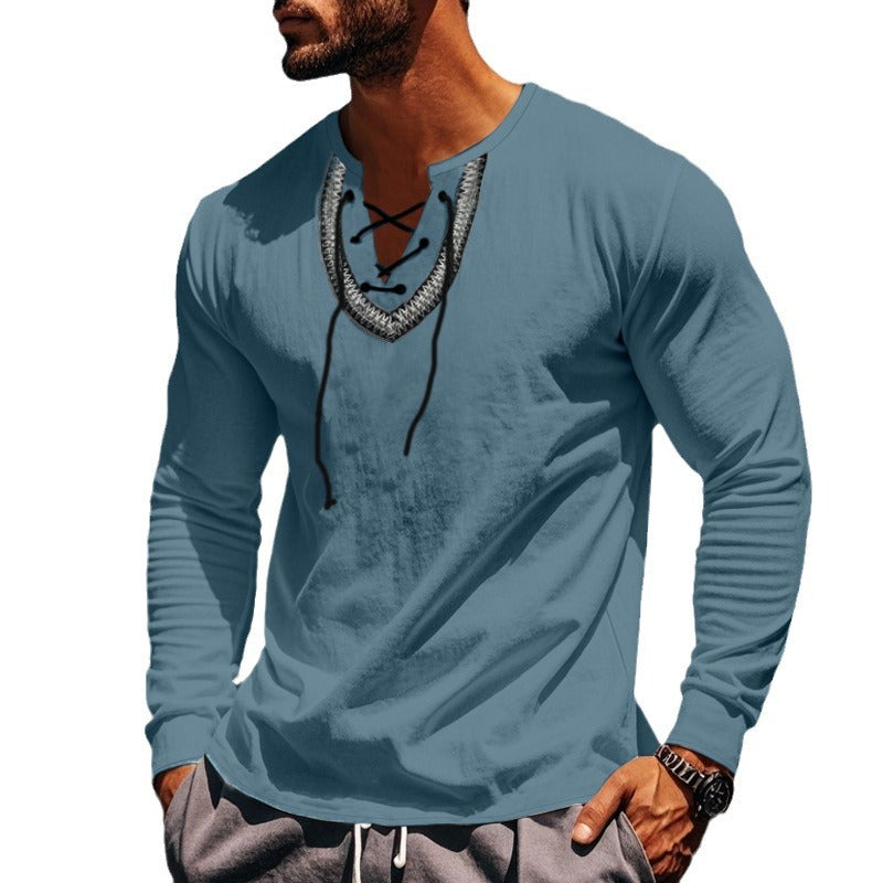 Pullover Retro Ethnic Style Casual Long-sleeved Shirt
