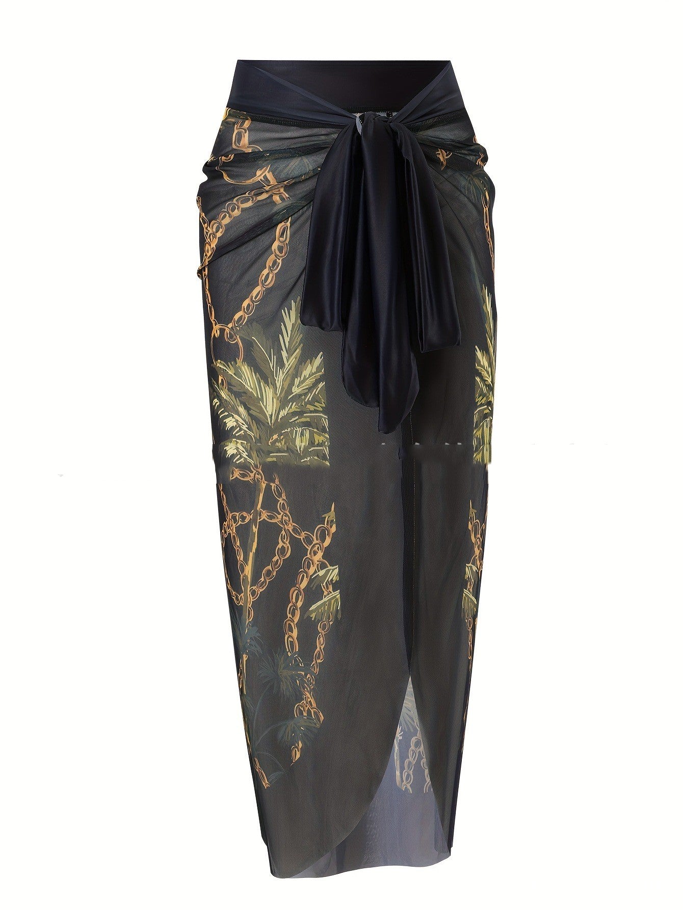 Black Coconut Tree Chain Print Sleeveless