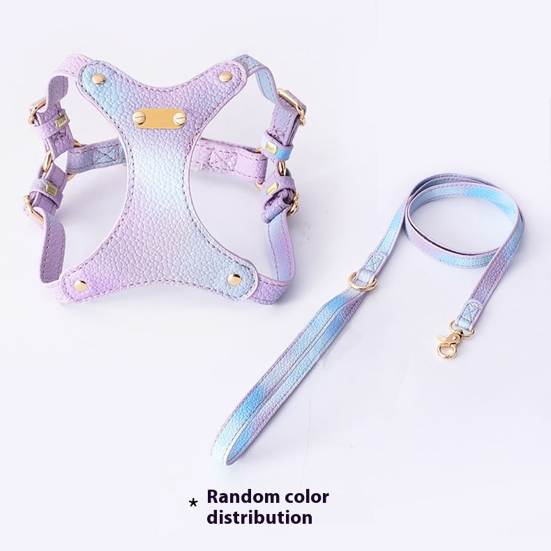 Colorful Leather Cat Strap Pulling Rope