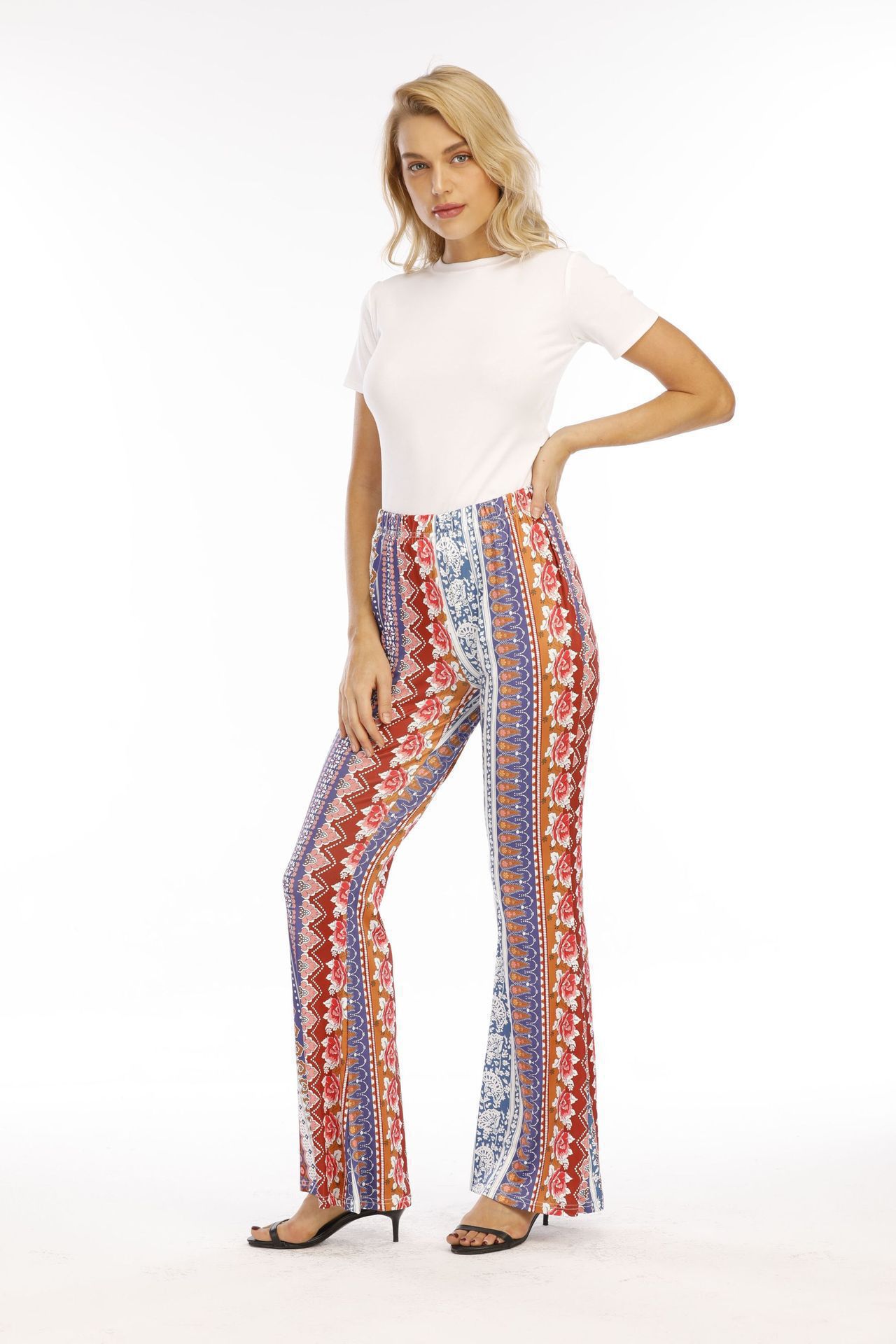 Women's Tight Retro Print Bootleg Pants