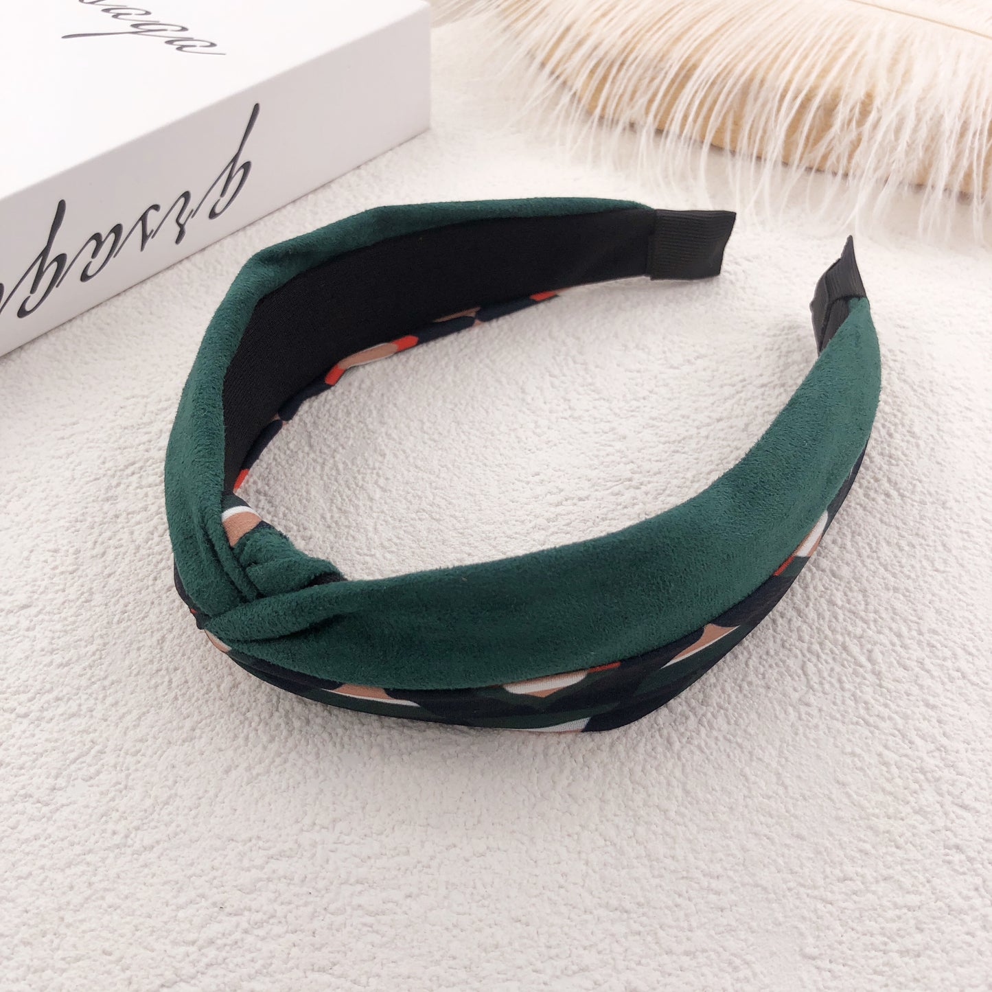 Suede flower hit color headband