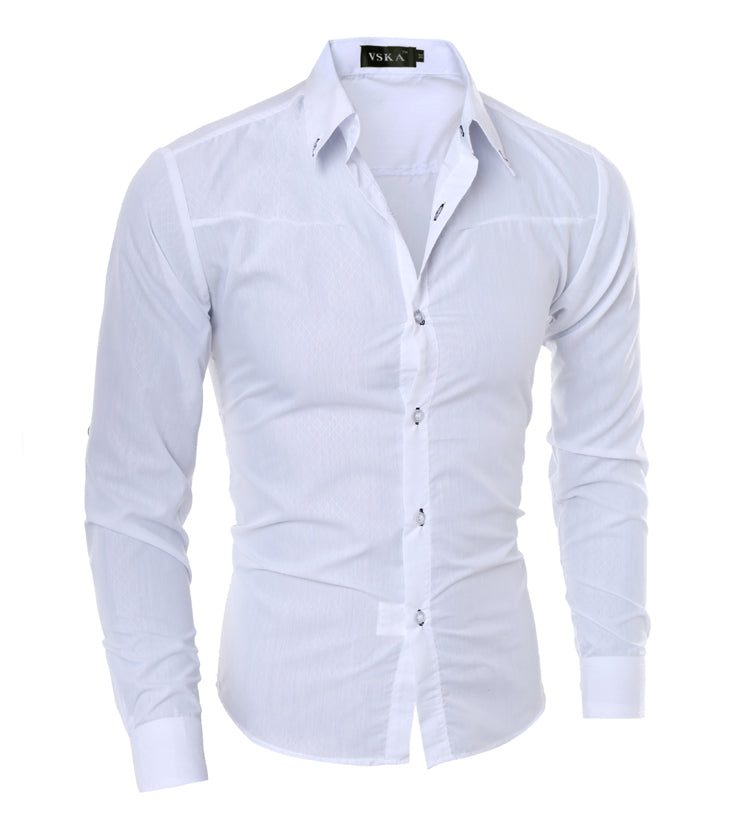 Fashionable diamond plaid men's long sleeve shirt