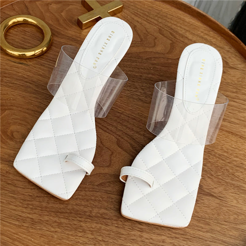 One word high heel stiletto transparent female sandals