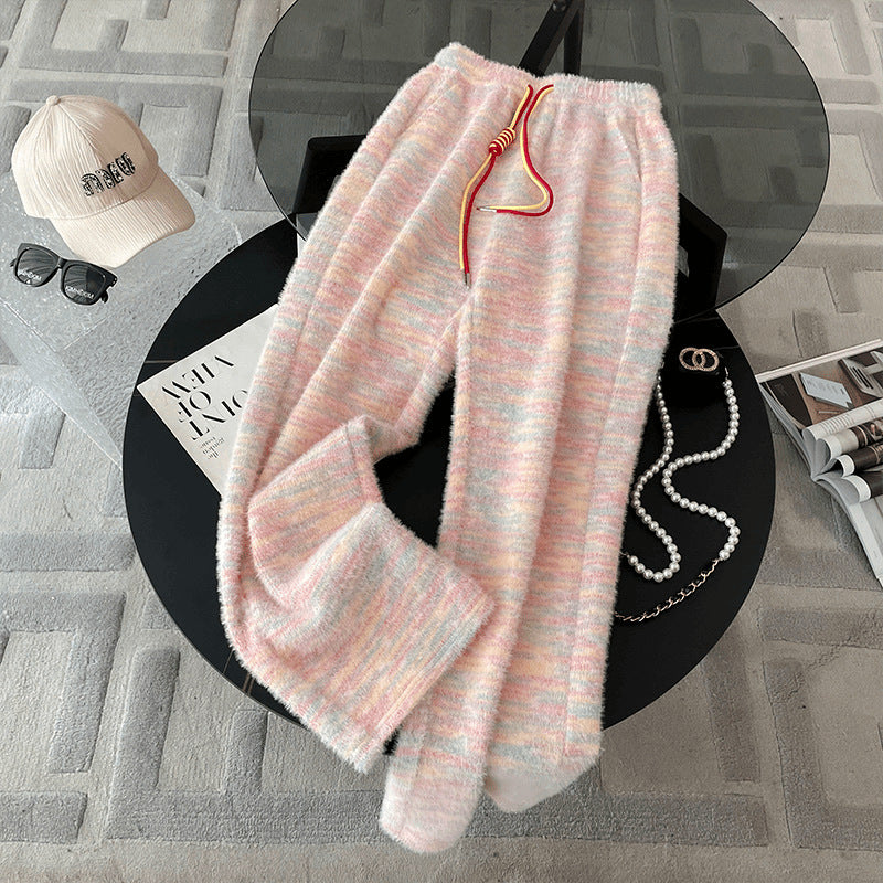 Hooded Long-sleeve Hoodie And Wide-leg Pants Two-piece Set