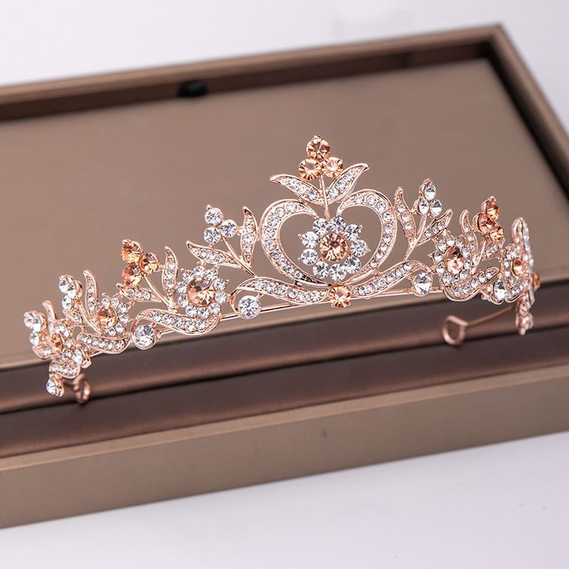 Popular Wedding Headdress, Leaf Diamond Baroque Bridal Crown With Accessories