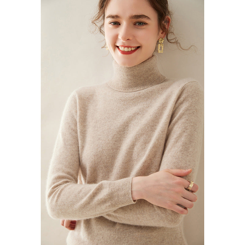 Women's Solid Color Pullover Cashmere Turtleneck Knitting Bottoming Shirt