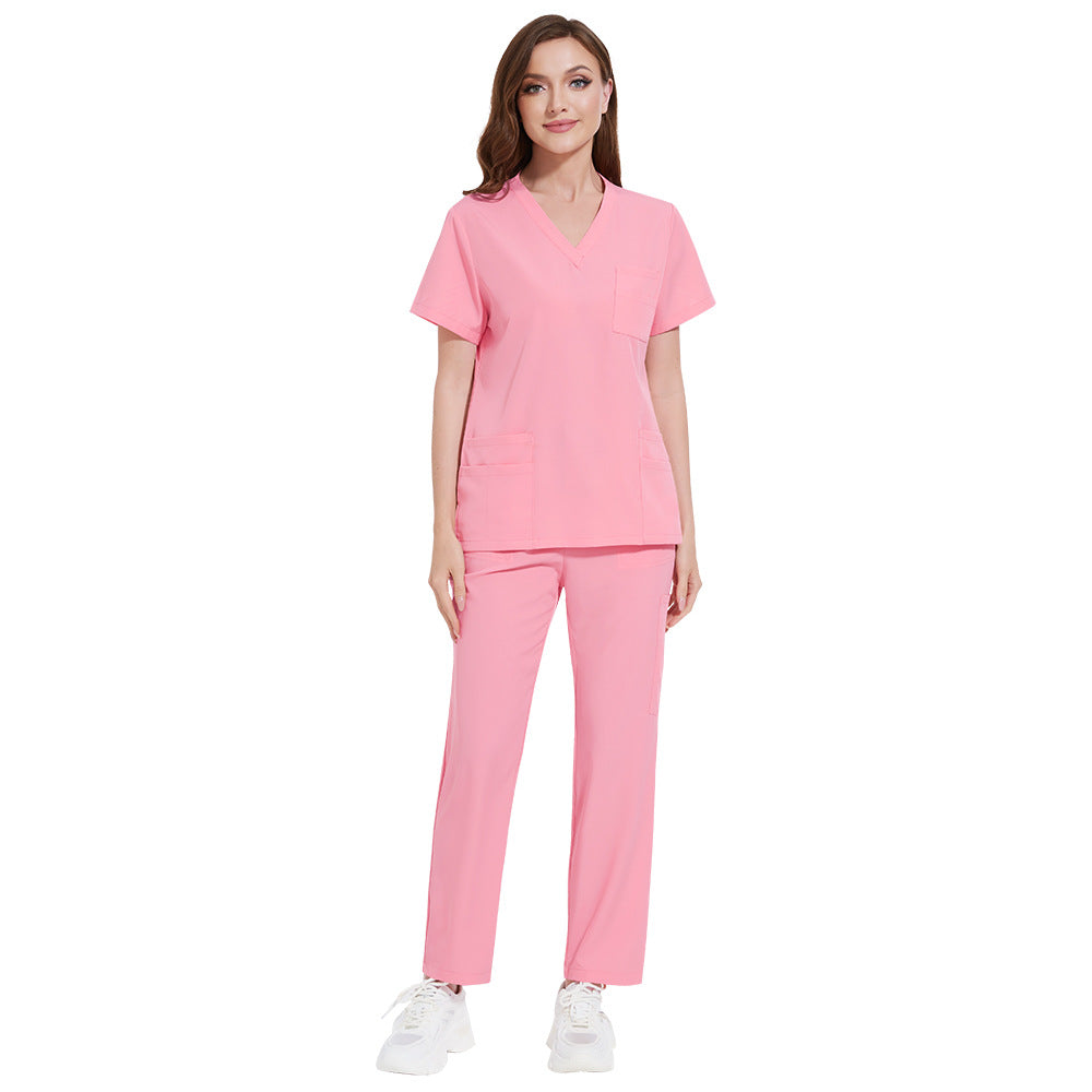 Multi-color Nurse Uniform Set Top And Pants Two-piece Outfit For Women