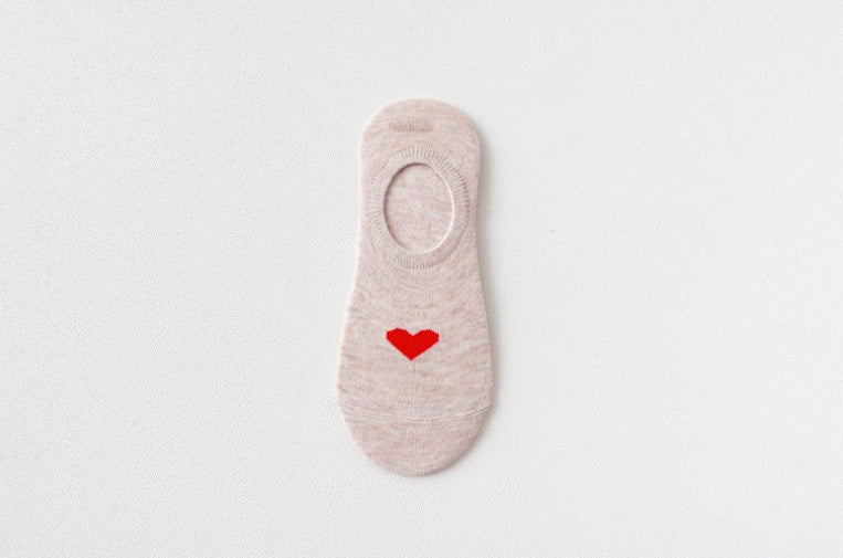 Heart Print Women's Socks Love Invisible Boat Socks Silicone Non-slip Short Socks