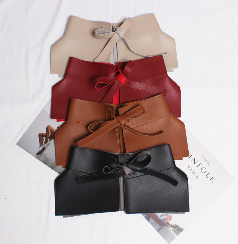 Leather pants tie bow belt