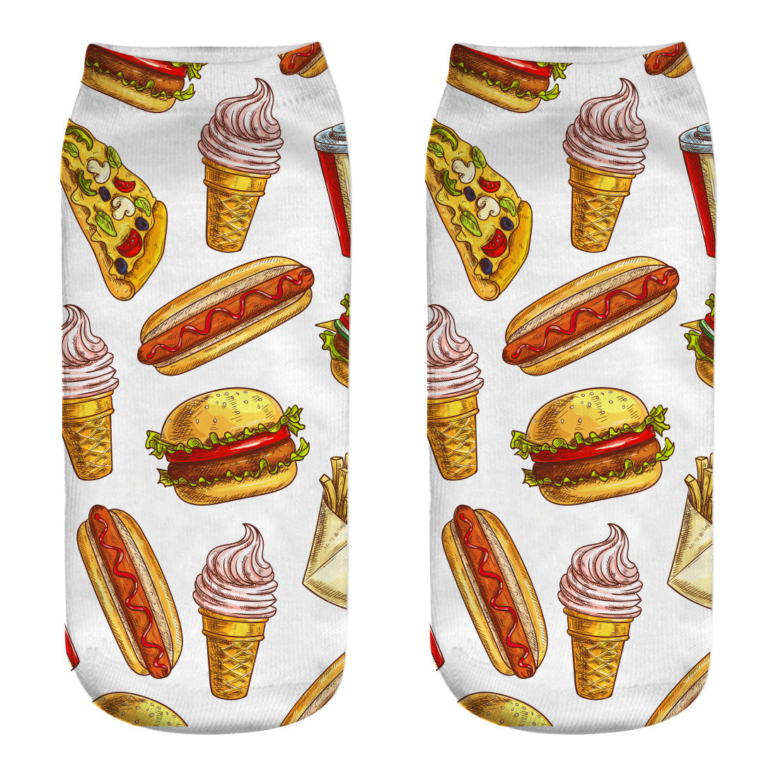 Hamburger fries series 3D printing socks