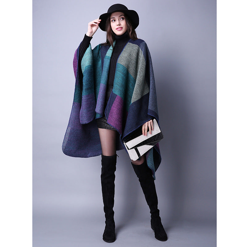 Plaid lady travel shawl imitation cashmere scarf