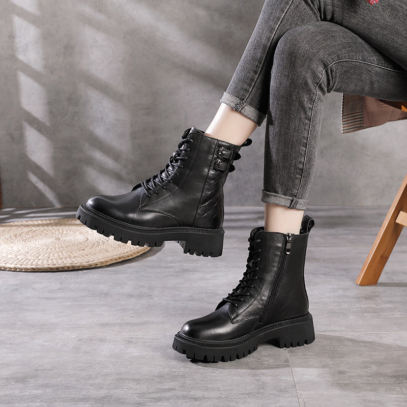 Platform Women's Boots Short Plush Thick Heel Martin Boots
