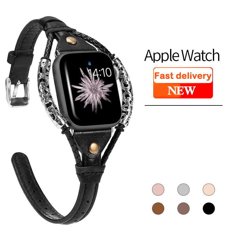 Handmade vintage metal bracelet fashion leather strap