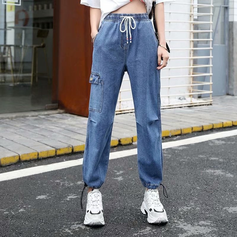 Loose and thin feet harem cropped pants