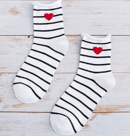 Love stripe curling in the tube socks cotton socks pile socks