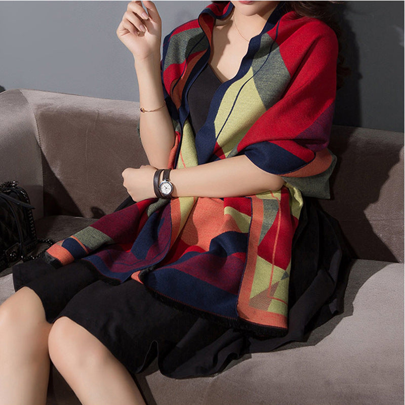 Women's double-faced jacquard cashmere scarf