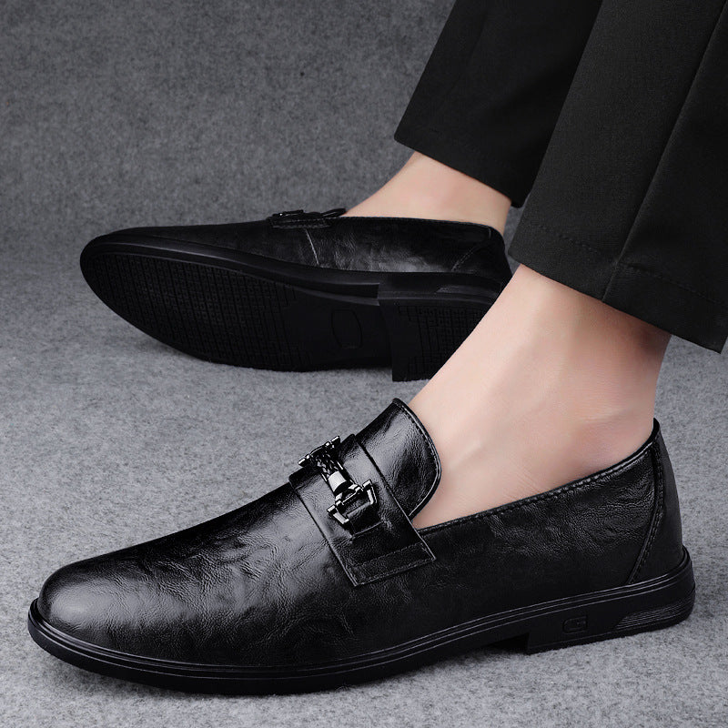 Gentleman Formal Wear Low-top Slip-on Cowhide Shoes