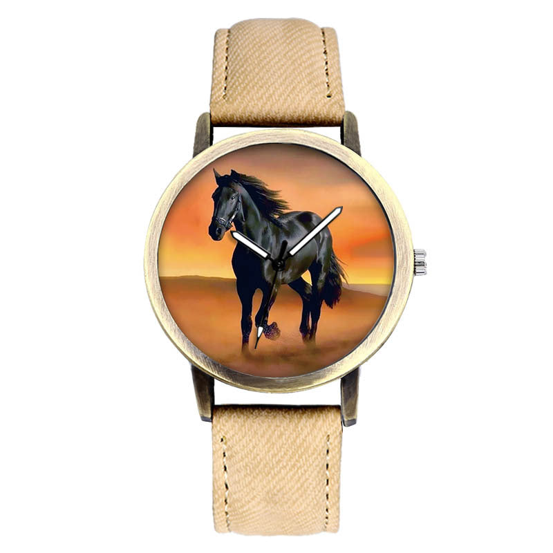 Fashion Quartz Watch Charm Denim Strap for Men