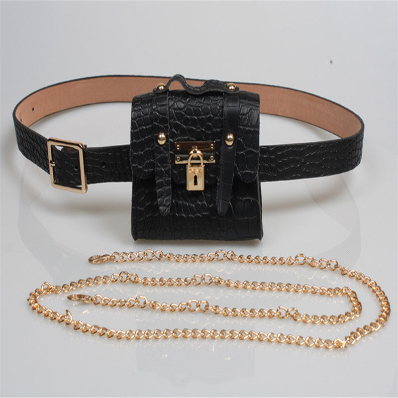Metal chain belt small bag