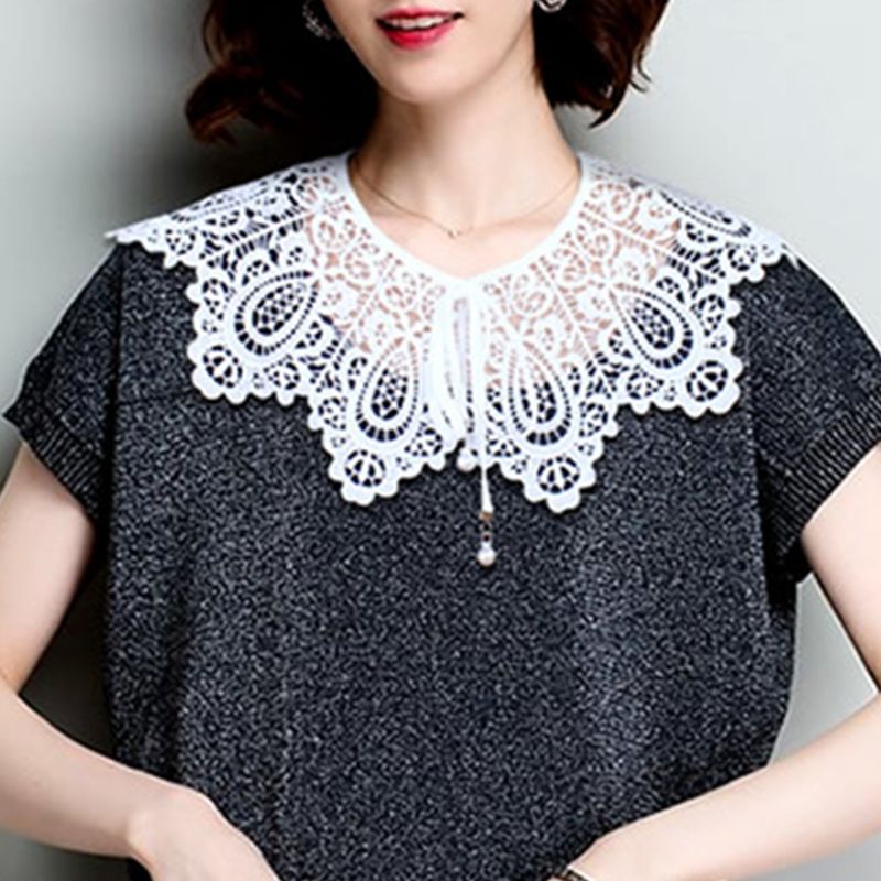 Embroidered Organza Lace Collar Flower Women's Shawl