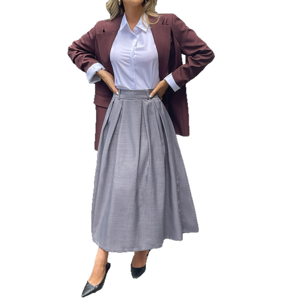 Stylish Solid-Color Commuter Long Skirt For Women