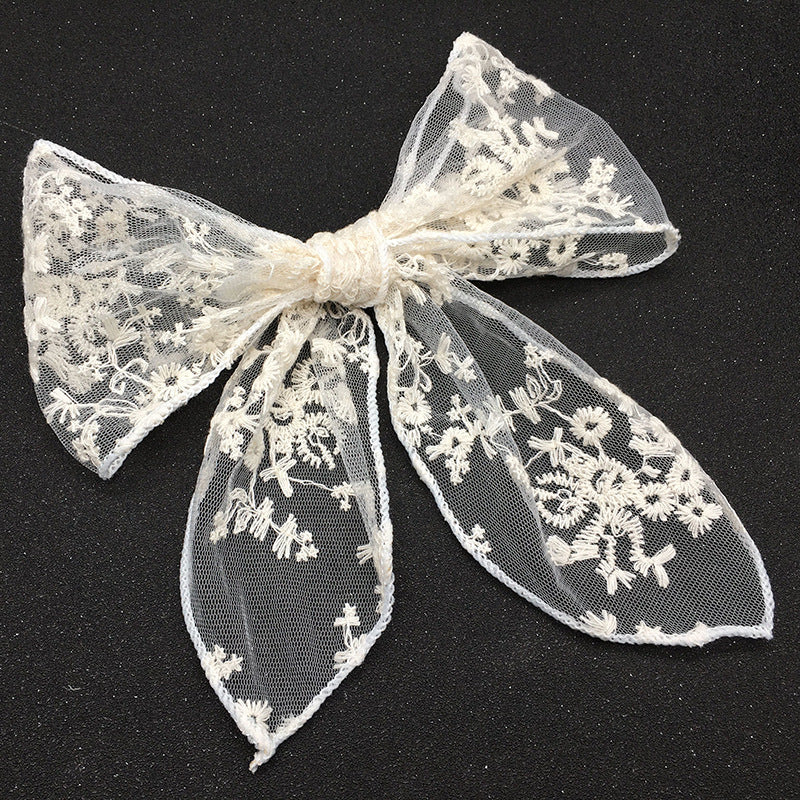 All-match Handmade Black And White Lace Bow Hairpin