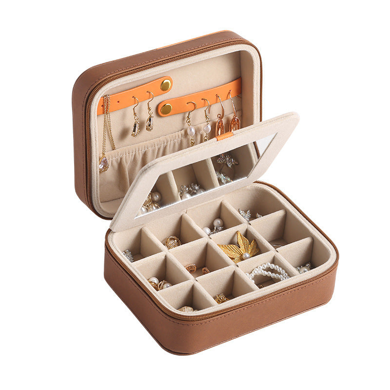 Multifunctional leather simple Korean jewelry box