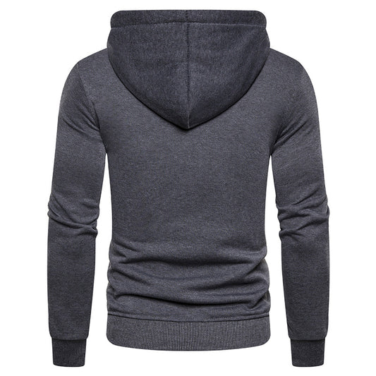 New Simple Splicing Zipper Hooded Long Sleeve Hoodie