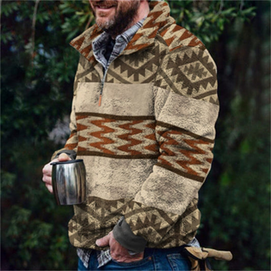 Autumn And Winter Casual Button Pocket Flannel Plush Men's Sweater