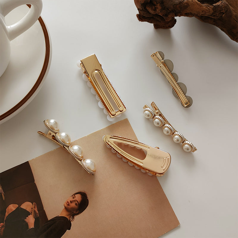 Sweet Pearl Marble Hairpins Styling Side Clips Barrette Hair Accessories