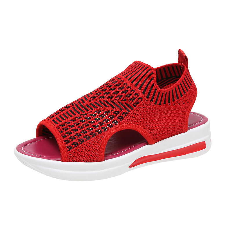 Blue Casual Plus Size Flyknit Sandals