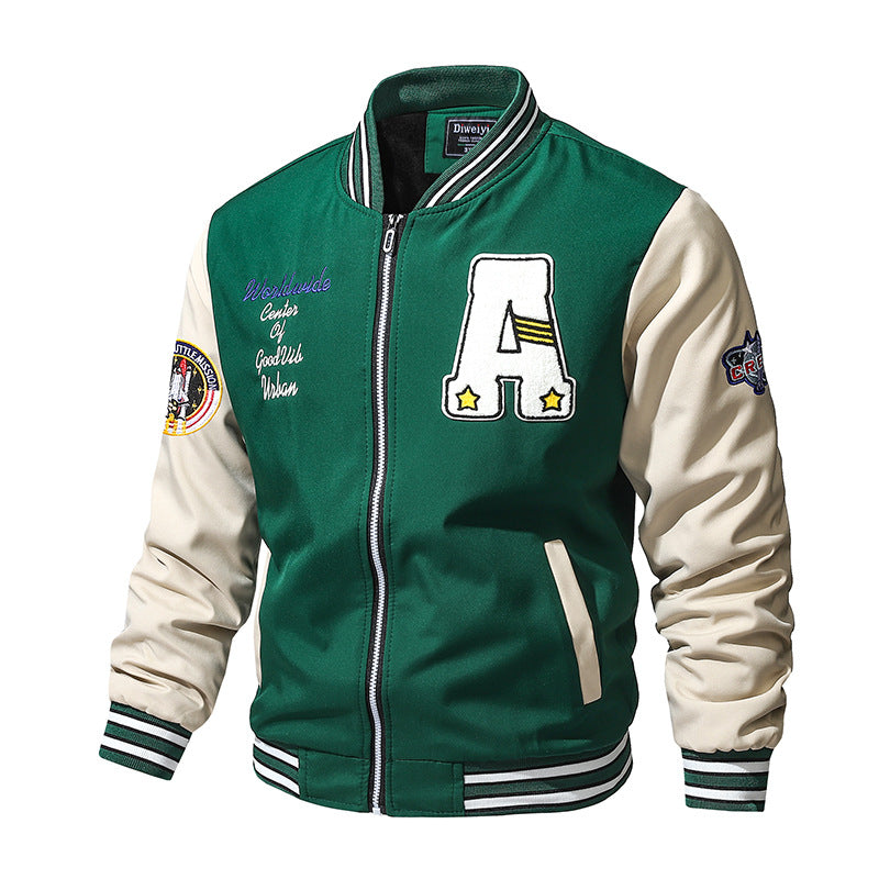 Retro Baseballuniform Fortykket Løs Fritidsjakke til Mænd