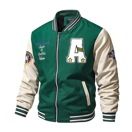 Retro Baseballuniform Fortykket Løs Fritidsjakke til Mænd