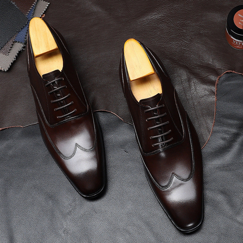 Small square toe Korean style Brock men's shoes
