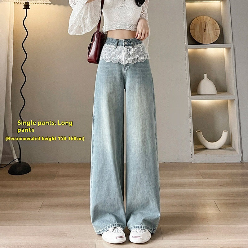 Løse slankende og lige blondejeans med brede ben