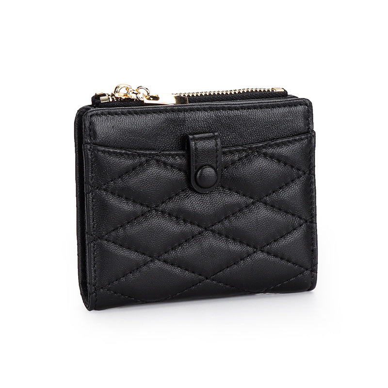 Sheepskin Short Purse Women's Card Bag Ringer Pocket Fold In Half