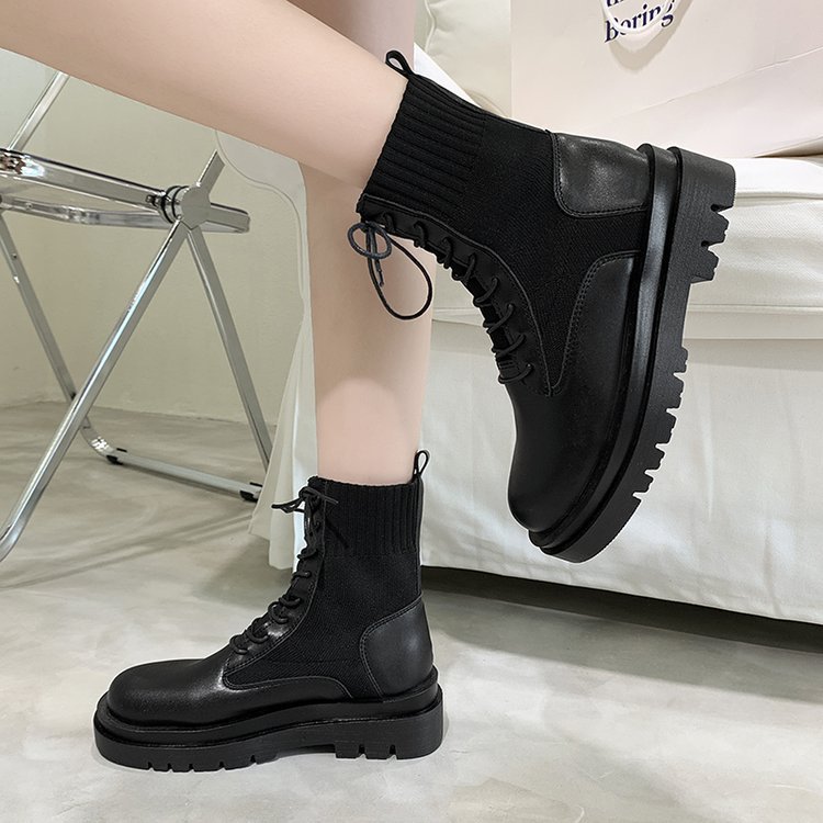 Women's Thin Thick-soled Lace-up Ankle Boots