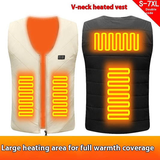 Elektrisk opvarmet dobbeltkode V-hals intelligent konstant temperatur varm vest