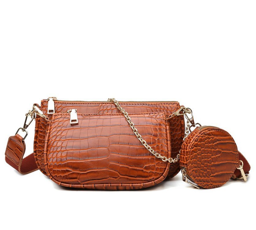 PU Leather Picture-mother Three-piece Crossbody Bag
