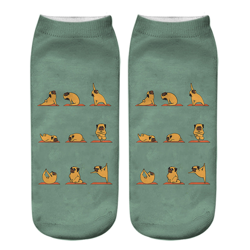 Dog PUG cartoon 3D printing socks