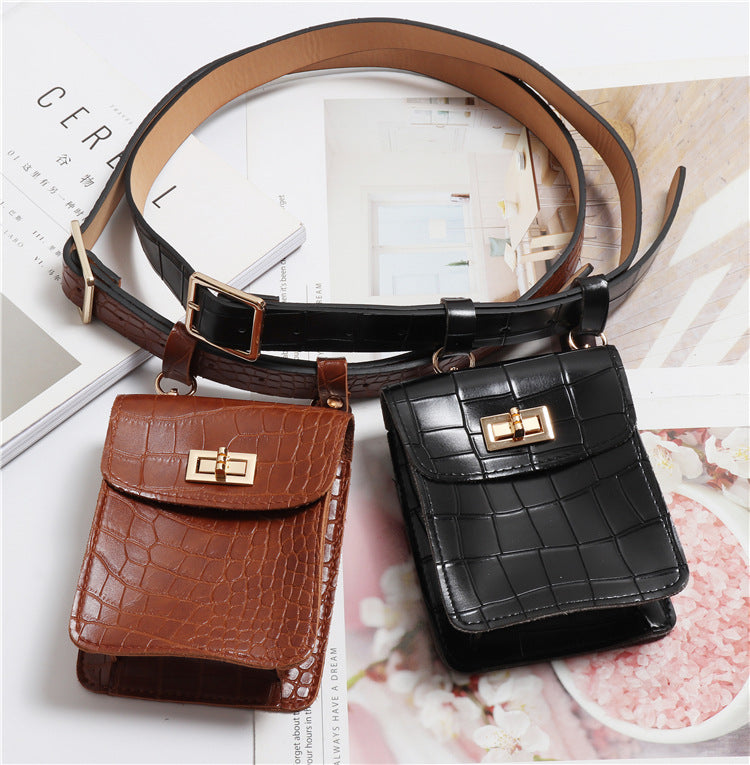 Camel leather women's belt bag