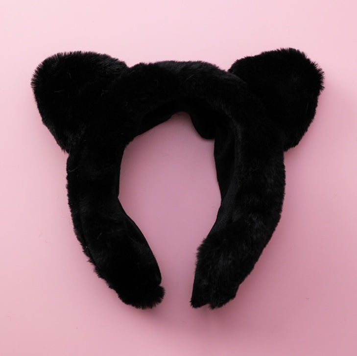 Korean hair accessories wide-brimmed cute plush panda ear headband hairpin