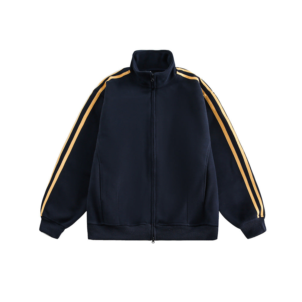 Women's American-style Retro Sports Three-bar Cardigan Sweater
