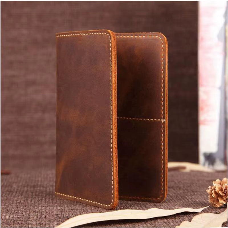 Unisex Genuine Leather Passport Wallet Women Vintage Cow Leather Passport Cover Wallet Men Credit Card Holder Travel Wallet