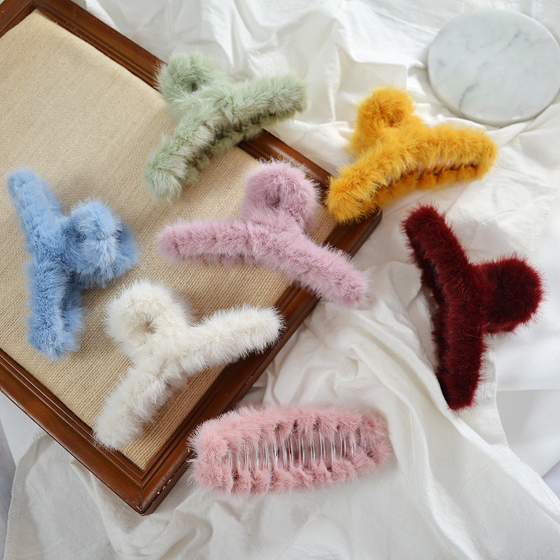 Fashion Lovely Large Sweet Solid Color Plush Hairpin