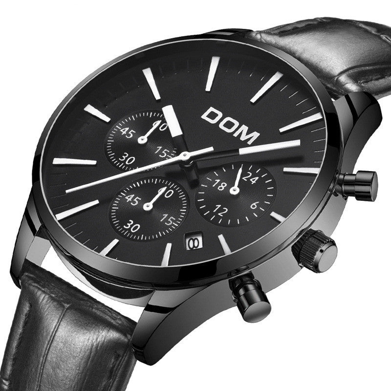 Men's watch with three eyes belt