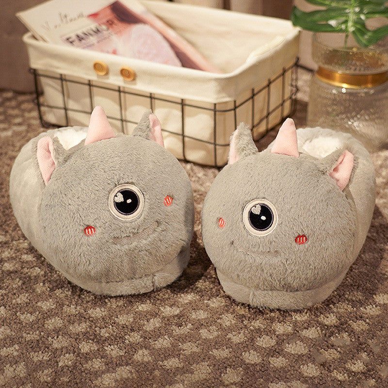 Household Bag With Cute Plush Cotton Slippers